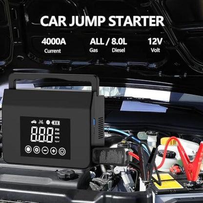 4000A Car Jump Starter & Tire Inflator ⚡ | 150PSI Pump & 15000mAh Power Bank in One 🔧