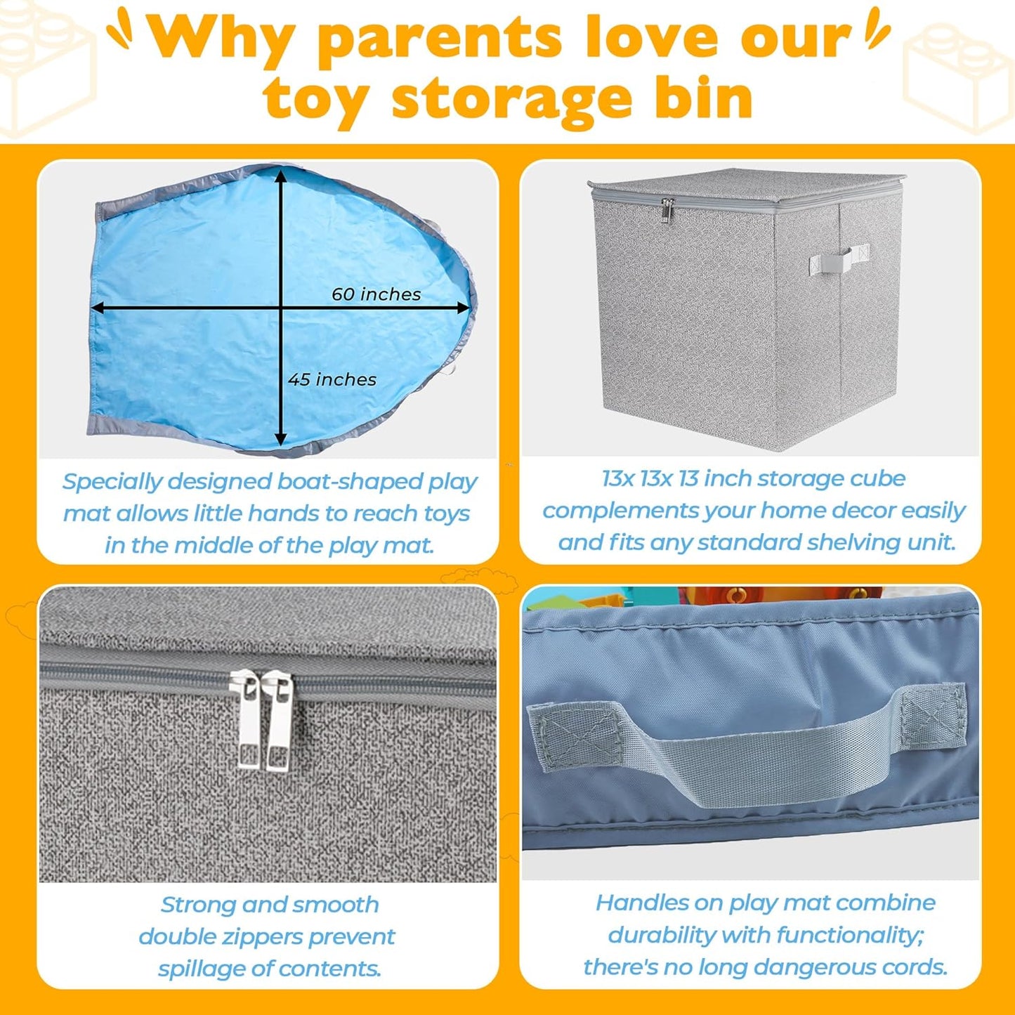 SAM AND MABEL 2-in-1 Toy Organizer | Storage Bin & Play Mat, Stackable & Foldable 🧸